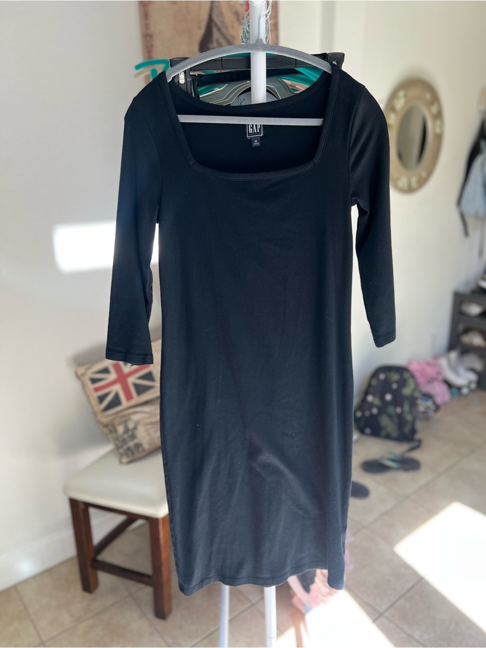 GAP Black Scoop Neck Midi Dress